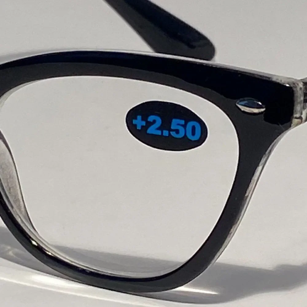 0775 Reading Glasses 2.50 Readers Black Modified Cateye Frames NWT